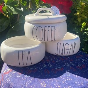 NEW Rae Dunn Stackable 3 Piece White & Black Canister Set